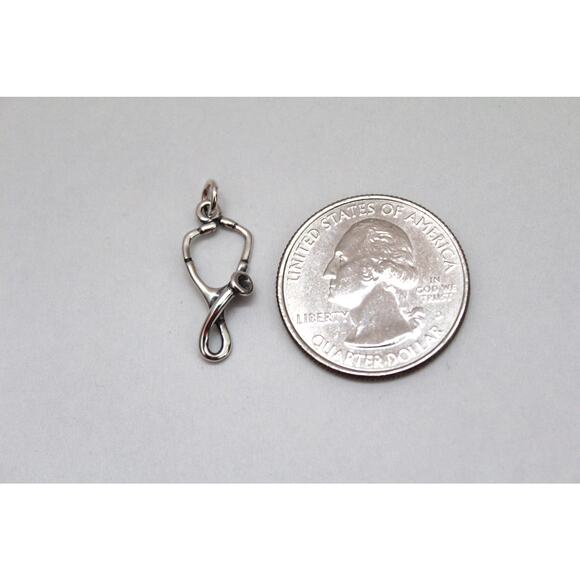 Sterling Silver Stethoscope Charm Necklace, Sterling Silver Stethoscope Necklace - Picture 5 of 5